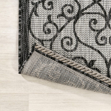 Madrid Vintage Filigree Textured Weave Indoor/outdoor Square Rug